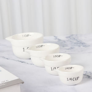 Op Maat Porselein Wit Keukengereedschap Nieuwigheid Keramische Maatbekers En Lepels Keramische Maatbeker - Product Image 2