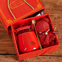 Coffret Cadeau 4-en-1 : Tasse à Café en Céramique avec Serviette, Cuillère Ours – Idéal Anniversaire, Noël, Mariage, Boîte Cadeau Personnalisée
