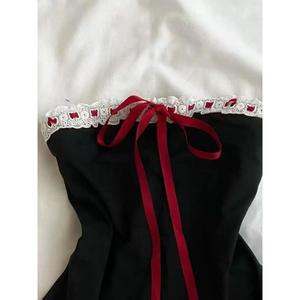 Corbata elegante de talla grande para mujer con pajarita Tops Y2K Suit Breastplain Color sólido Slim Sexy Camiseta de poliéster - Product Image 3