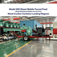 Broyeur de bois mobile à moteur diesel type 600 avec alimentation forcée pour branches d'arbres et bambou
