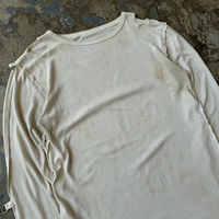 Meilleure vente OEM, T-shirt vintage à manches longues pour hommes, unique, élégant et vieilli, à double couche, sérigraphie