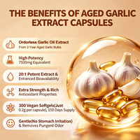 Capsules d'ail noir en gélules molles 7500mg OEM Marque Privée Vrac Halal GMP Sans Odeur Supplément d'ail vieilli Antioxydant Immunité Adulte