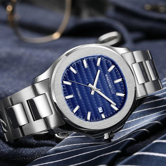 High Quality New Sapphire Crystal Stainless Steel Automatic Mechanical Luxury Men's Watch with 5BAR Water Resistance