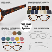 Finewell 2503 Nouvelles montures optiques ovales rétro en acétate de haute qualité, lunettes de mode vintage avec logo personnalisé, lunettes de luxe pour femmes et hommes