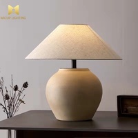 Lampe de Table Céramique Faite Main Style Vintage Décoration Maison Classique avec Matériau Porcelaine Rustique Vieillie Alimentation par Piles
