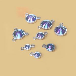 S925 gümüş 3-6mm çok renkli İpucu alt zirkon boncuk Charms küçük kristal kolye ile 1/2/3 yüzükler DIY takı bulguları - Product Image 2