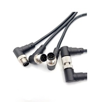 Connecteur M12 4, 5, 8, 12 broches, câble droit ou à angle droit, capteur, fiche aviation, étanche, en laiton/PUR, câble de connexion pour