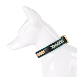 Op Maat Gemaakte Gepersonaliseerde Neopreen Massieve Hondenhalsband Echt <span class=keywords><strong>Pu</strong></span>-Leer Weven Gegraveerde Verstelbare Hondenhalsband Met Naamplaatje