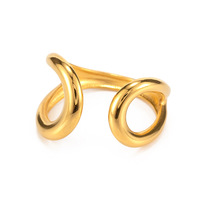 Bague de fiançailles vintage en acier inoxydable plaqué or 18 carats pour femme, avec design ouvert en forme de cœur, idéale pour un cadeau (vente en gros)