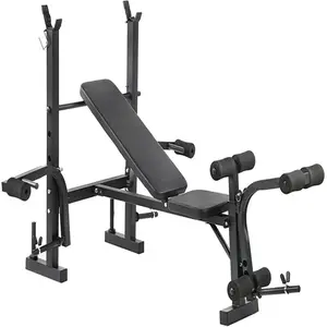 Adjustable Folding Multi-Function Weight Lifting Bench with Barbell Rack Set Incline Decline Capability for Workout