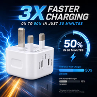 Adaptor Charger 40W PD Fast Charger Tipe C Dual Port Adaptor Daya Dinding Portabel Pengisi Daya Ponsel untuk iPhone Grosir Kustom