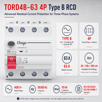 Interruptor Diferencial (RCD) Tipo B de 10kA, 2P/4P, Cobre, 63A, 30-300mA, Certificado CB/CE, para Carga de Vehículos Eléctricos (VE) Chayo