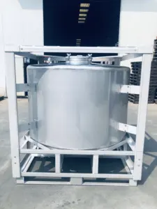 2000L Stainless Steel Storage Tank IBC Movable Tank With Frame Metal Container