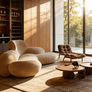 Juego de Sofás Curvos Modernos de Tela, Sofá Redondo Blanco para Sala de Estar, Sofá Semicircular de Estilo Bouclé para Apartamentos Pequeños, Muebles para el Hogar - Product Image 3