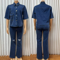 Ensemble de vêtements pour femmes, veste en jean de dernière génération 2026, associée à un jean décontracté tendance et unique, délavé, et un pantalon long pour femmes
