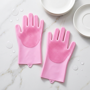 Guantes de Silicona para Limpieza con Palma Exfoliante, Resistentes al Calor, para Lavar Platos en la Cocina - Product Image 6