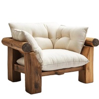 Fauteuil inclinable ergonomique en bois massif STG Industrial Wabi-Sabi, chaise longue de détente, chaise longue écologique pour la salle à manger, la maison, l'hôtel