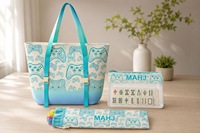 Organisateur de voyage pratique en toile durable, spacieux, portable, avec pochette de rangement, à motif western, style Mahjong américain contemporain