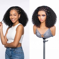 Perruques Courtes Bouclées en Cheveux Indiens Super Double Drawn Pré-coupées avec Dentelle, Perruques Frontales 13*6 en Cheveux Humains Sans Colle, Perruques Tressées en Cheveux Humains