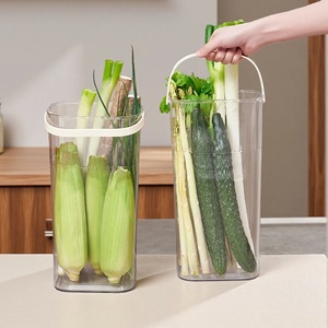 Transparent <b>Storage</b> Bucket With Handle Rectangle Fruit And Vegetable <b>Basket</b> <b>Large</b> Capacity Kitchen Organizer - Product Image 1