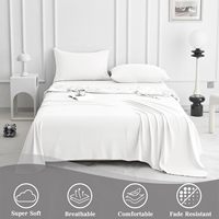 Draps en microfibre blancs de luxe sans plis pour poches profondes, draps plats respirants pour hôtel, ensemble de draps de literie