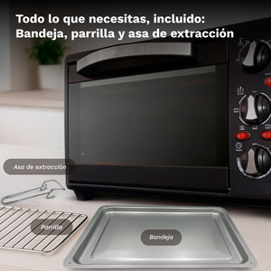 Forno elettrico multifunzione da banco 28L 1600W nero per cuocere e arrostire - Product Image 5