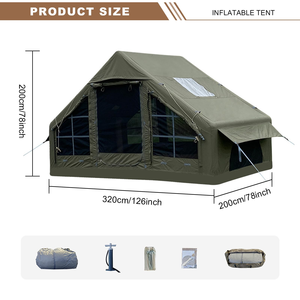 Carpa Inflable para Acampar, para 4/5 Personas, Grande, de una Sola Capa, de Lona de Algodón, con Ventilación por <span class=keywords><strong>Chimenea</strong></span>, Instalación Rápida, Puertas Dobles, Bomba de Aire, Impermeable 3 - Product Image 2