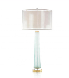 โคมไฟตั้งโต๊ะแก้วสีเขียวอ่อนสไตล์โมเดิร์น ยุโรป-อเมริกา พร้อมฐานโลหะ - Product Image 5