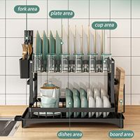 Égouttoir à vaisselle pliable en acier inoxydable double niveau de haute qualité, étanche, robuste et peu encombrant pour assiettes et bols