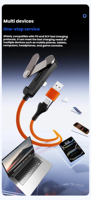 Kabel Data USB A/Type-C ke Type-C 65W dengan Penyangga Lipat Tiga, Pengisian Cepat, dan Desain Kepang untuk Ponsel, iPhone 18 Pro Max 17 16 15 14