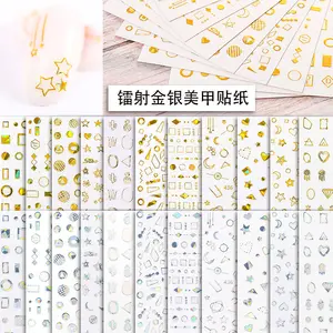 JOYFUL 429-439 Holographic gold silver star Moon 3d adhesive nail decorative decals nail stickers