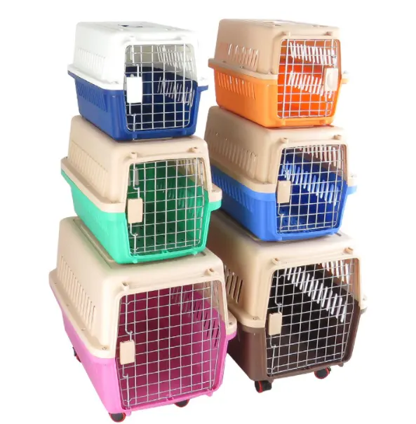 Taşınabilir seyahat köpek kafesi kedi hava taşıyıcı kutusu pet büyük boy pet taşıma kafesi