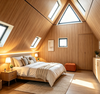 Maison conteneur moderne en bois, directement d'usine, cabane triangulaire en A, préfabriquée, avec mur en verre, style rondins, pour camping et glamping, vente en gros