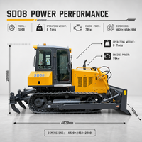 Bulldozer sur chenilles SD08 7500 kg, force de traction maximale 82 kN, moteur YTO Boosting 70 kW, machine de terrassement à changement de vitesse mécanique