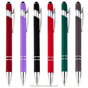 Stylo bille multifonction 2 en 1 en métal et caoutchouc avec stylet pour écran tactile, stylo à bille en métal avec logo personnalisé - Product Image 2