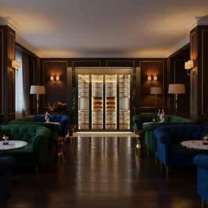 Cave à vin de luxe moderne en acier inoxydable pour salon, avec éclairage LED, thermoélectrique, double zone, pour maison/bar - Product Image 6