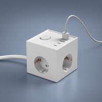 Multiprise EU/FR 3 prises 2A2C Type C chargeurs tour rallonge de table blanc couleur cube