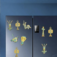 Aimant de réfrigérateur en métal Sanxingdui, motif masque ajouré doré, souvenir de patrimoine, article de collection, cadeau, vente en gros, emballage en vrac
