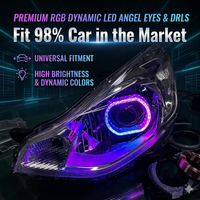 Feux de phares de voiture 12V 5D RGB Angel Eyes Halo Rings avec clignotants, application Bluetooth, LED, pour moto, DRL