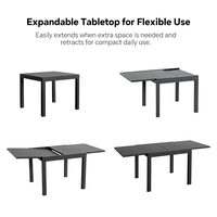Mesa de Comedor Extensible de Aluminio para Patio HOMFUL, Diseño de Dos Piezas con Tablero de Listones, Mesa de Comedor para Exteriores
