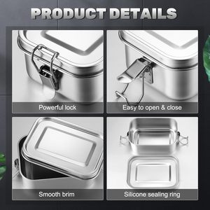 Food Grade SS304 <b>Lunch</b> <b>Box</b> Stainless Steel <b>Lunch</b> <b>Box</b> 800, 1200,1400Ml Leakprool <b>Lunch</b> <b>Box</b> for Office - Product Image 3