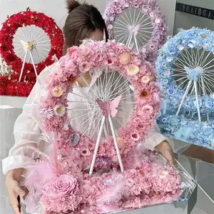 Wholesale Valentine Birthday Colorful Large Luminous Ferris Wheel Preserved Hydrangea Gift Box Eternal Dried Flower For Mother