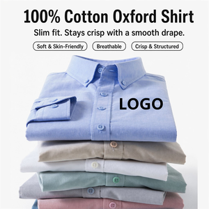 Camicia da <span class=keywords><strong>Uomo</strong></span> in Puro Cotone Oxford a Maniche Lunghe, Taglia Europea, Personalizzabile OEM ODM con Logo, Elasticizzata e in Tinta Unita - Product Image 1