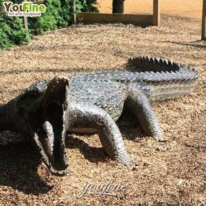 Statue de jardin en métal grandeur nature crocodile en bronze près de <span class=keywords><strong>la</strong></span> <span class=keywords><strong>rivière</strong></span> sculpture - Product Image 4