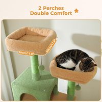 Grande tour de 72 pouces à plusieurs niveaux pour chats Poteaux à gratter recouverts de sisal Perche rembourrée Double panier de condo Activité intérieure pour chats verts
