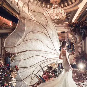 新しい結婚式の小道具鉄アート蝶背景結婚式のシーン大きな花卸売ウィンドウステージ蝶の装飾