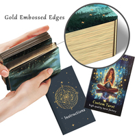 Cartes de Tarot Oracle Personnalisées Marquées à Chaud, Feuille d'Argent, Bords Dorés, Impression sur Papier pour Méditation Forestière