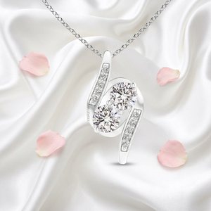 จี้เพชรทรงกลมสองเม็ดแบบไขว้ สไตล์วินเทจ ทอง 10K 14K 18K เงิน 925 935 เครื่องประดับอัญมณีชั้นดีสำหรับงานหมั้น - Product Image 1
