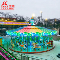 Nouveau design de manège à chevaux en métal et plastique éclairé par LED, pour centre commercial, parc à thème extérieur, amusement