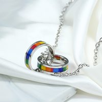 Collier pendentif pour couple gay en acier inoxydable avec chaîne épaisse Yin Yang, accessoires LGBT, pendentif lesbien gay pour homme